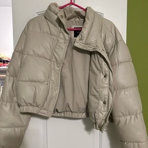 Leather Puffer Coat